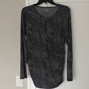 Motherhood Maternity Black & White Printed Long-Sleeve Tee